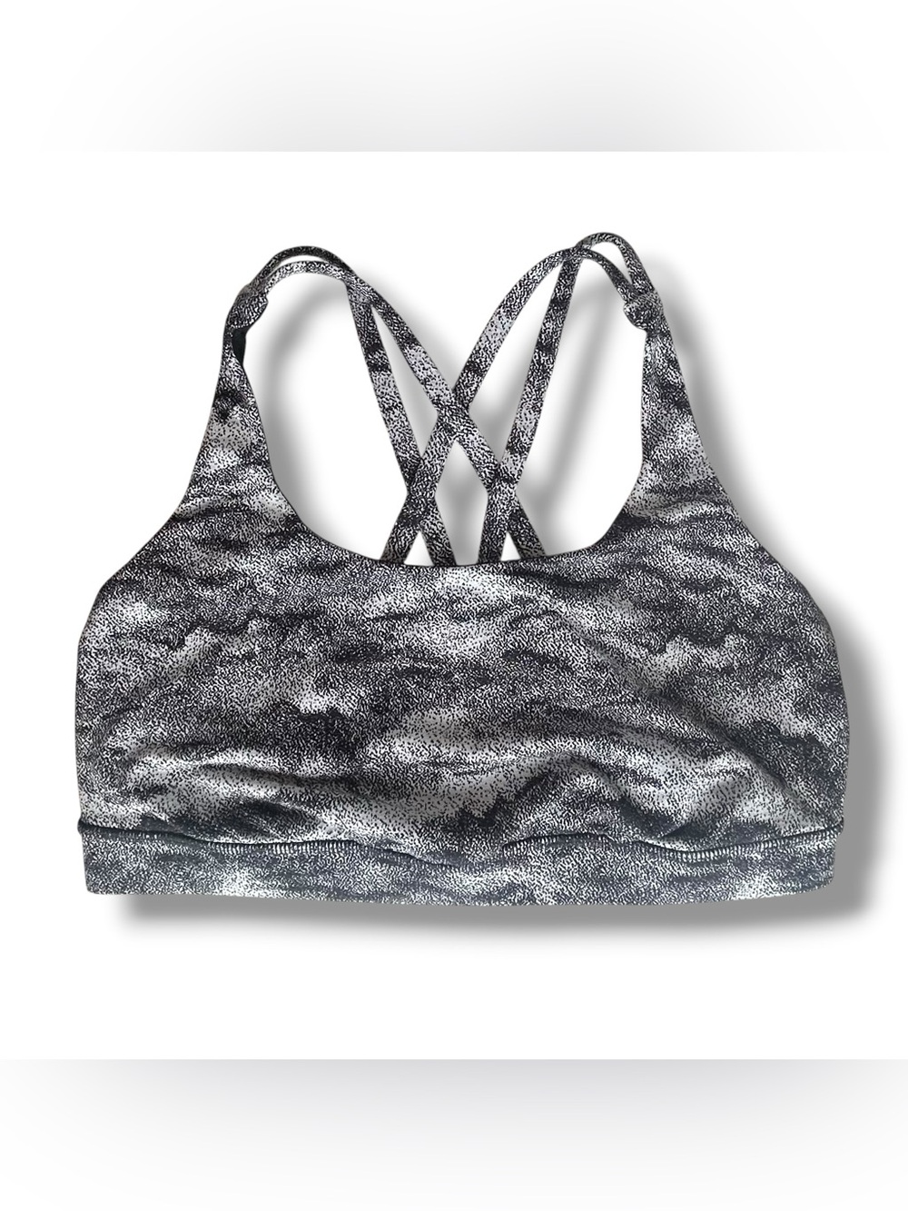 Lululemon Energy Bra Sz 10 Black White Ripple Jacquard Strappy Sports Bra W2ST6S